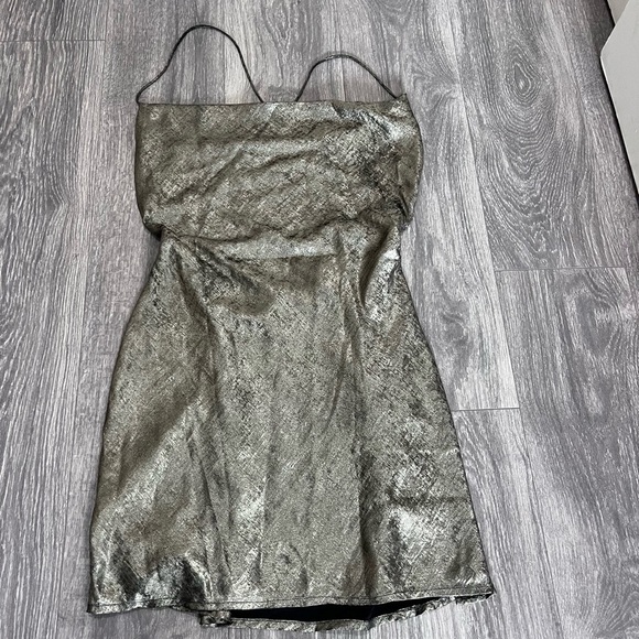 NWT Princess Polly Zeera Metallic Cowl Neck Minidress - Size 8 - Picture 10 of 12